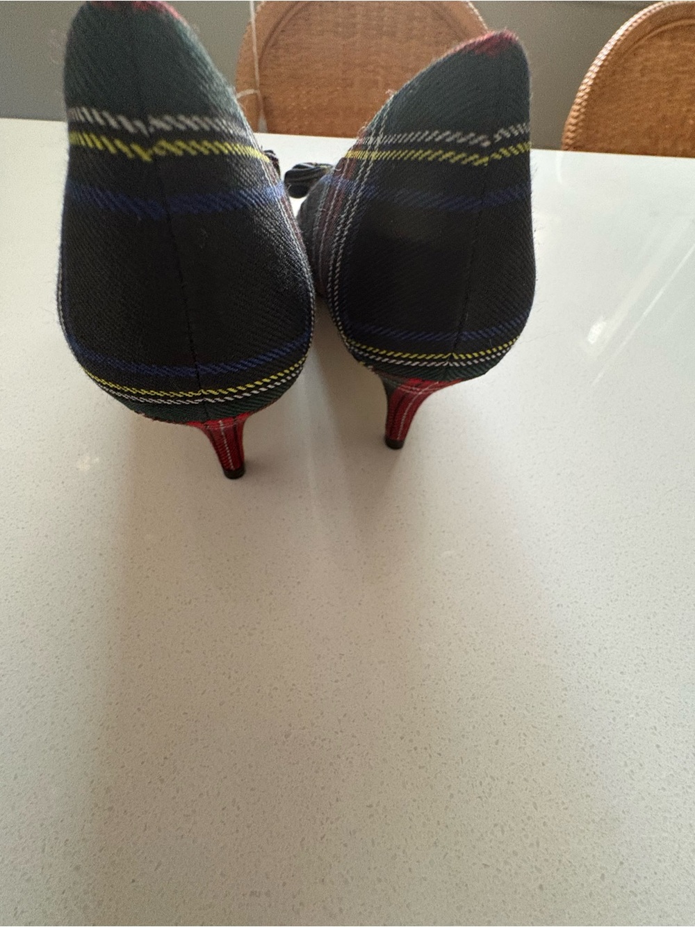 J Crew Plaid Bow Pointed-Toe Kitten Heel Pumps - Women, New - Picture 4 of 6